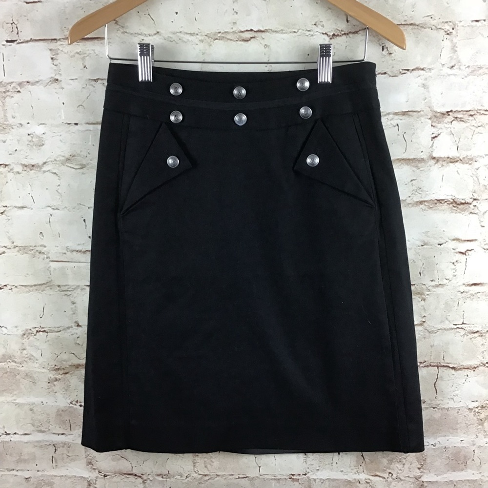 Club Monaco Fully Lined Black Skirt Pockets Size 0